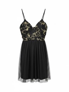 Olive tree, black and gold V- neck dress
